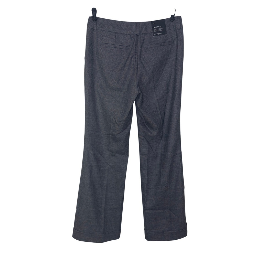 Banana Republic Jackson Pants Womens 10 Wool Business Trousers Gray Mid Rise NWT - Picture 2 of 7